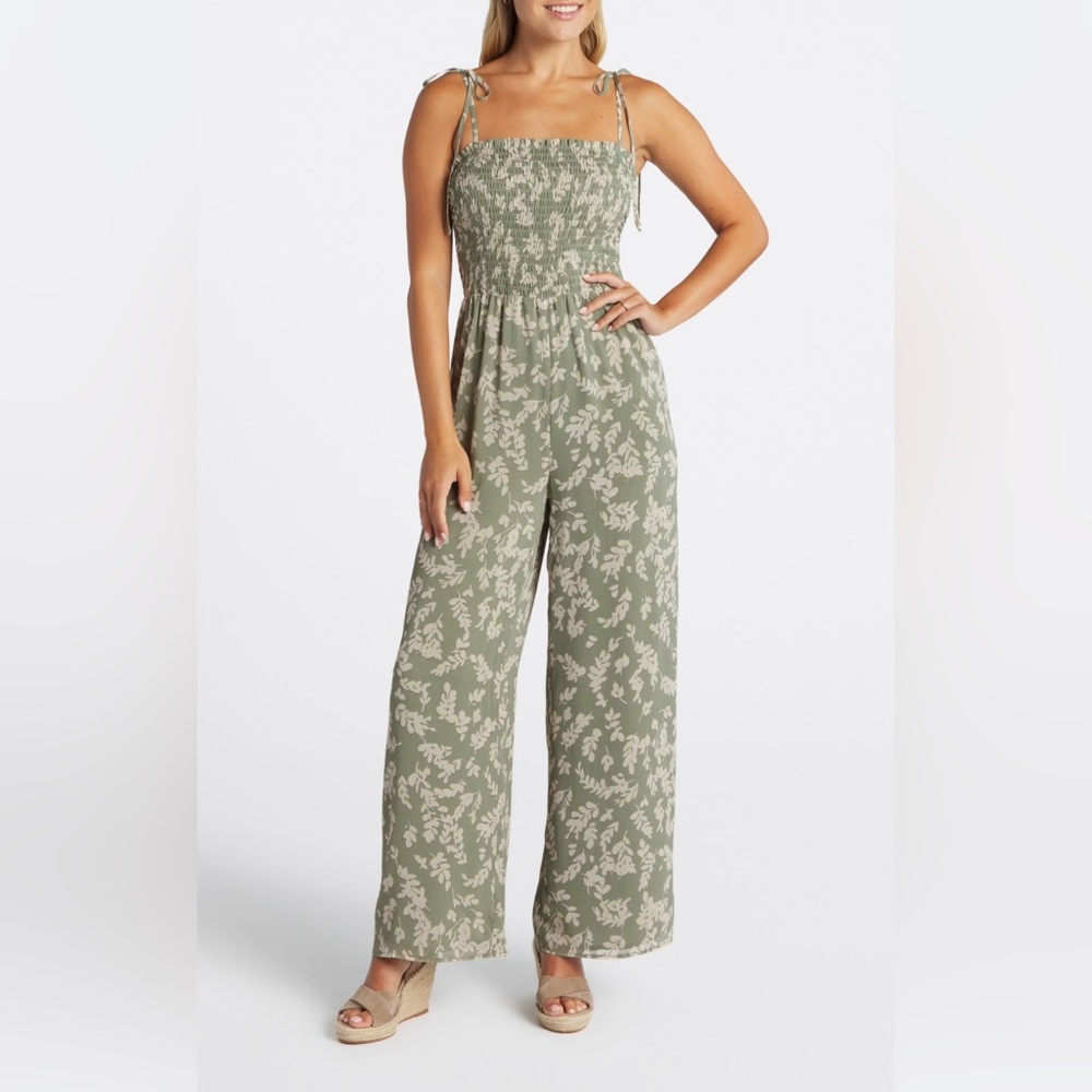 NWOT 1. State Green Floral Jumpsuit